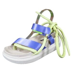 Novus Women Sandal 37‎ Fashion Platform Lace Up Purple Lime Green Leather
